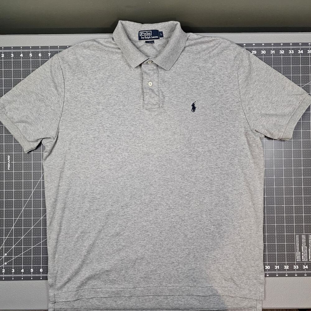 Polo Ralph Lauren Shirt Large Gray Pima Soft Touch Performance Golf Academia